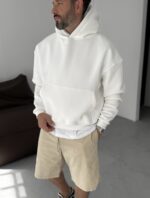 BASIC BEYAZ IÇI POLAR HOODIE
