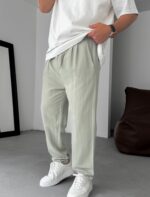 INCE KUMAŞ BELI LASTIKLI MINT PANTOLON