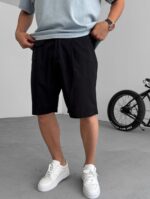 SUS CEPLI INCE KUMAŞ SIYAH ŞORT