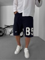 85 BASKILI LACIVERT CAPRI ŞORT - Görsel 2