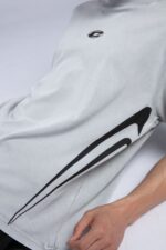 C BASKILI GRI YIKAMALI TSHIRT