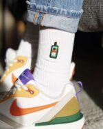 JAGER NAKIŞLI BEYAZ SOKET ÇORAP