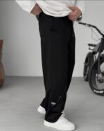 MODAL KUMAŞ DETAY SİYAH EŞOFMAN - Görsel 2