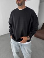 BASIC BISIKLET YAKA SIYAH SWEATSHIRT - Görsel 2