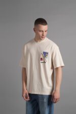 MINIMAL GOĞSÜ NAKIŞLI KREM TSHIRT