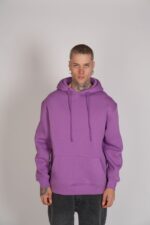 BASIC MOR IÇI POLAR HOODIE