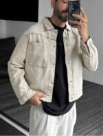 TEK CEP BEJ KOT CEKET - Görsel 3