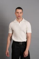 POLO YAKA FİTİLLİ KADİFE BEYAZ TRIKO - Görsel 2