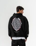 PATCH & NAKIŞLI SIYAH HOODIE - Görsel 3