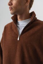 YARIM FERMUAR PELUŞ KUMAŞ KAHVERENGI SWEATSHIRT - Görsel 2