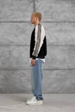 ŞERITLI SIYAH KREM KADIFE CEKET - Görsel 4