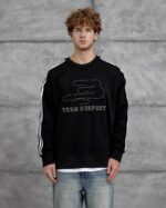 TEAM RESPECT KABARTMA & PATCH BASKI SIYAH SWEATSHIRT