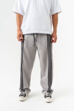 BAGGY FIT ŞERITLI GRI EŞOFMAN ALTI - Görsel 3