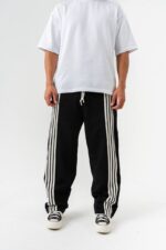 BAGGY FIT ŞERITLI SIYAH EŞOFMAN ALTI - Görsel 3