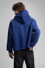 MINIMAL YAZI LACIVERT CROPPED HOODIE - Görsel 4