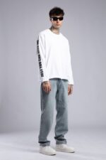 BASKILI BEYAZ UZUN KOLLU TIŞÖRT - Görsel 4