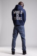 WORLD IS YOURS FERMUARLI LACIVERT HOODIE - Görsel 4