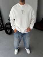 ETNIK PATCH BASKILI BEYAZ SWEATSHIRT - Görsel 2