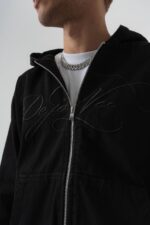 NAKIŞLI SIYAH KOT CEKET - Görsel 3