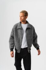 KIRÇILLI SIYAH BOMBER CEKET - Görsel 3