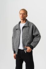 KIRÇILLI SIYAH BOMBER CEKET