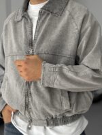 POLO YAKA YIKAMALI GRI KOT CEKET