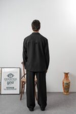 CEPLI SIYAH KETEN GÖMLEK - Görsel 3