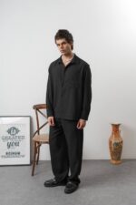 CEPLI SIYAH KETEN GÖMLEK - Görsel 2