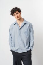 ÇIZGILI & NAKIŞLI MAVI GÖMLEK