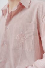 ÇIZGILI & NAKIŞLI PEMBE GÖMLEK - Görsel 2