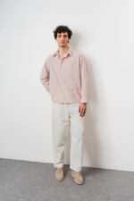 ÇIZGILI & NAKIŞLI PEMBE GÖMLEK