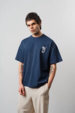 J NAKIŞ & KABARTMALI LACIVERT TIŞÖRT - Görsel 2