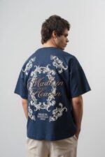 J NAKIŞ & KABARTMALI LACIVERT TIŞÖRT