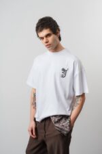 J NAKIŞ & KABARTMALI BEYAZ TIŞÖRT - Görsel 2