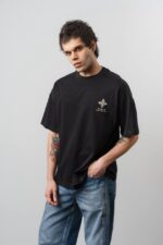 ELEGANCE NAKIŞLI SIYAH TIŞÖRT - Görsel 2