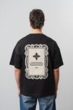 ELEGANCE NAKIŞLI SIYAH TIŞÖRT - Görsel 4