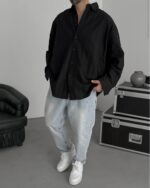 NAKIŞLI SIYAH GÖMLEK - Görsel 4