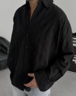 NAKIŞLI SIYAH GÖMLEK - Görsel 3