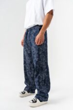 BAGGY FIT KIRÇILLI LACIVERT PANTOLON - Görsel 4