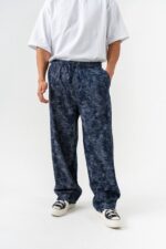 BAGGY FIT KIRÇILLI LACIVERT PANTOLON