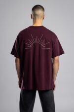 YAZI NAKIŞLI BORDO TSHIRT - Görsel 2