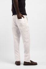 REGULAR FIT %100 KETEN BEYAZ PANTOLON - Görsel 3