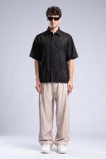 BAGGY FIT %100 KETEN BEJ PANTOLON - Görsel 4