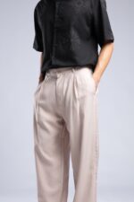 BAGGY FIT %100 KETEN BEJ PANTOLON - Görsel 3