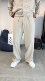 BAGGY FIT MODAL KUMAŞ BEJ PANTOLON