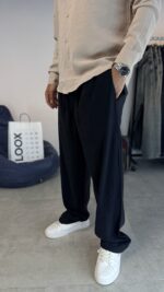 BAGGY FIT MODAL KUMAŞ SIYAH PANTOLON