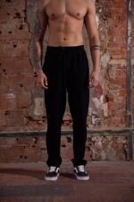 REGULAR FIT SIYAH KETEN PANTOLON