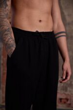 REGULAR FIT SIYAH KETEN PANTOLON - Görsel 4