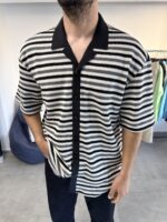 KALIN ÇIZGI DESENLI KISA KOLLU GÖMLEK - Görsel 2