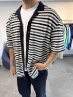 KALIN ÇIZGI DESENLI KISA KOLLU GÖMLEK - Görsel 4